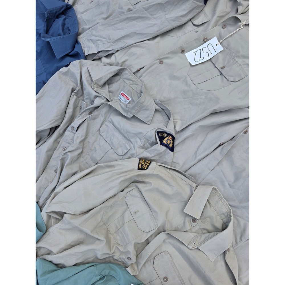 Vintage Lot 18 Canadian Military Work Shirts M-L Blue Tan Green RCMP Saskatoon - Picture 5 of 10